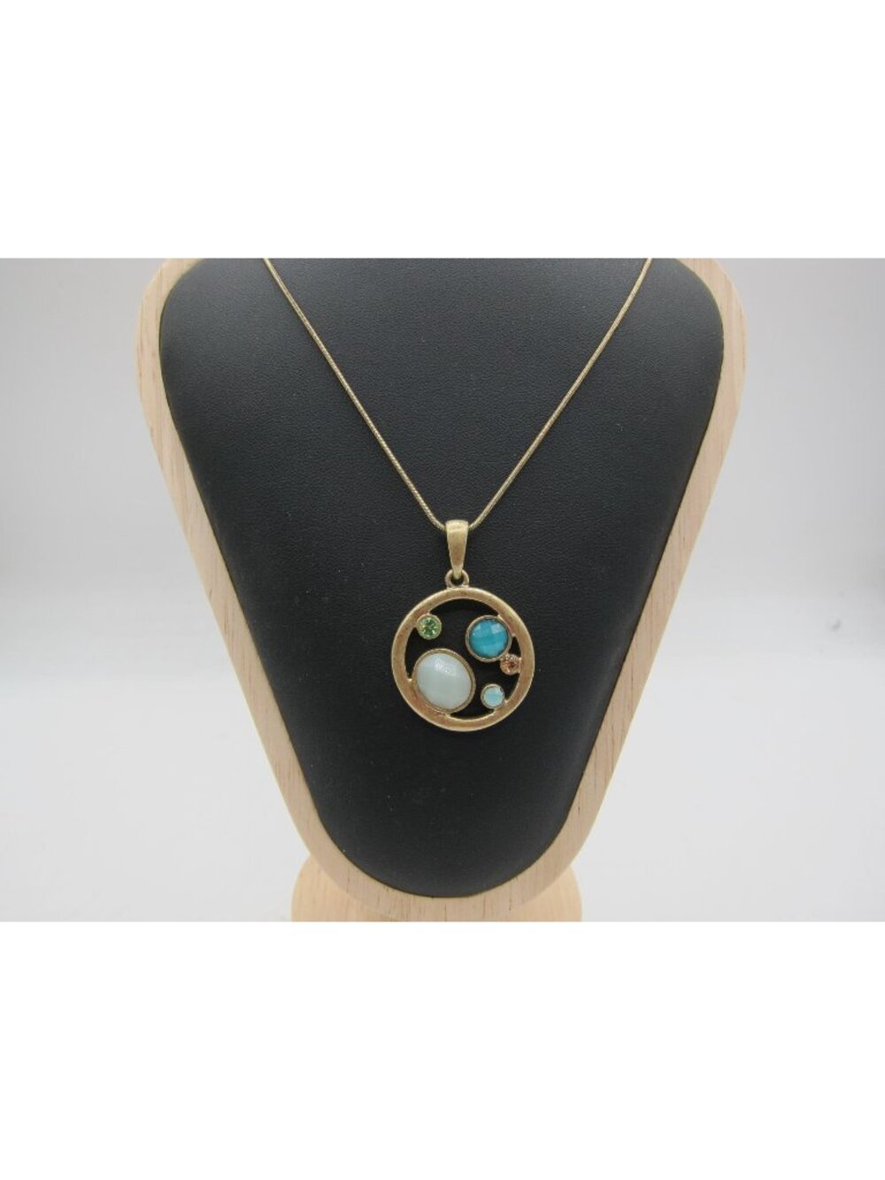 Gold-Tone Pendant Necklace With Multicolor Gemstones By La Sophia 18" Chain